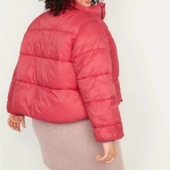 OLD NAVY Water-Resistant Frost Free Short Puffer Cactus flower Jacket Sz XXL WMN - Picture 2 of 6